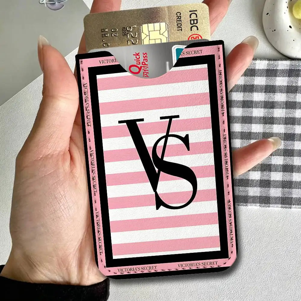 Classic Logo V-VictoriaS S-Secret Leather Card Wallet Soft Lightweight Portable Credit ID Card Holder Daily Commute Card Case