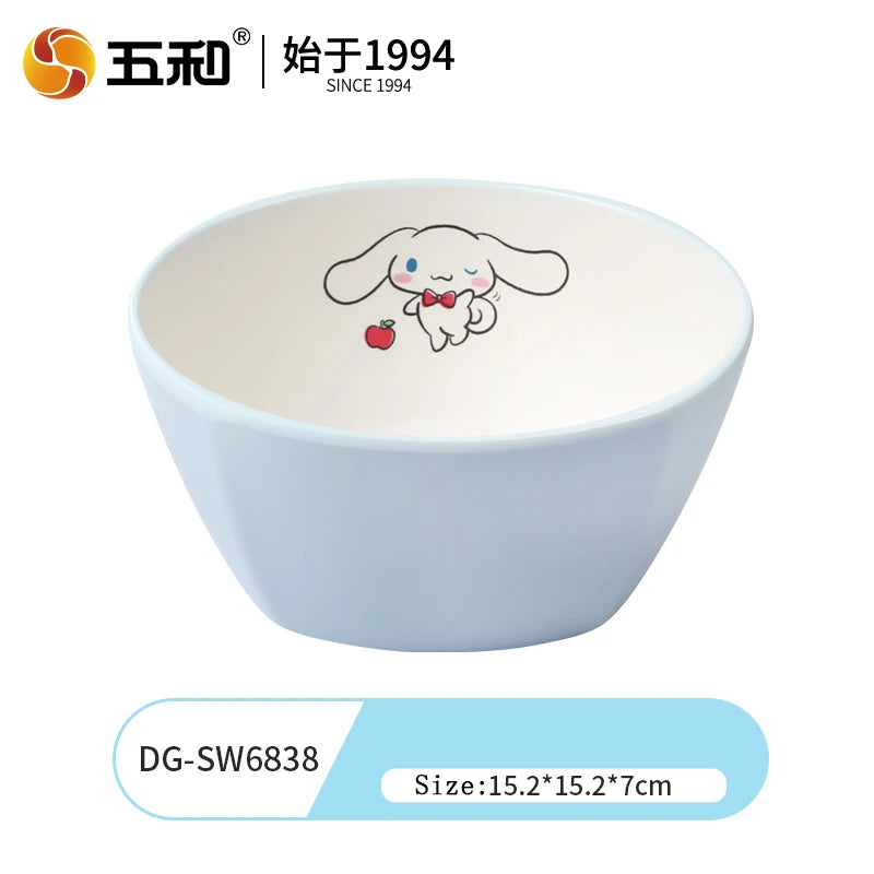 For Sanrio Cinnmoroll Children Tableware Cartoon Soup Spoons Anti-Fall Dining Plates Salad Bowls Water Cups Food-grade Tableware