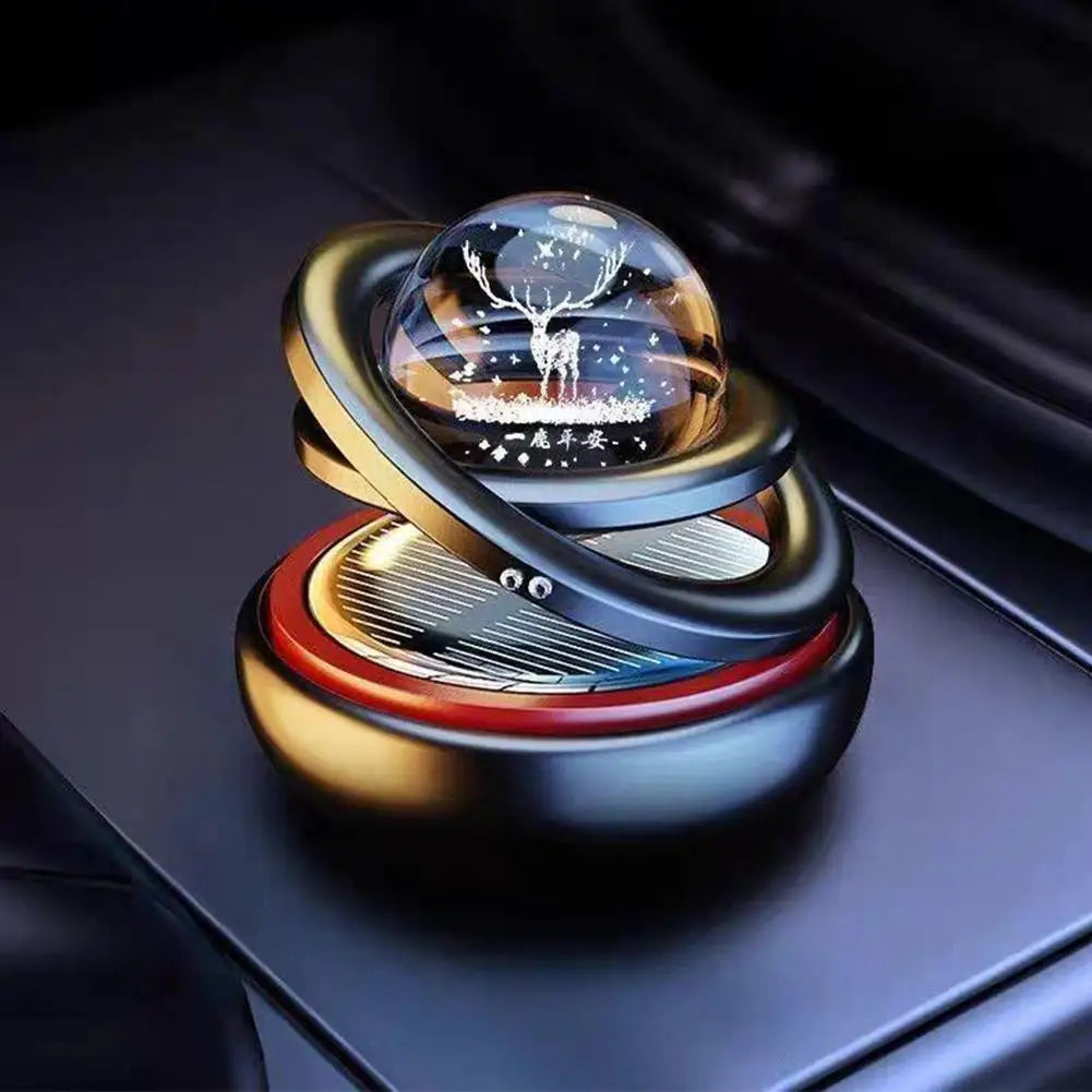 Solar Car Air Freshener Rotating Aromatherapy Diffusing Car Interior Air Freshener Perfume Fragrance Mist Without Tablet ﻿