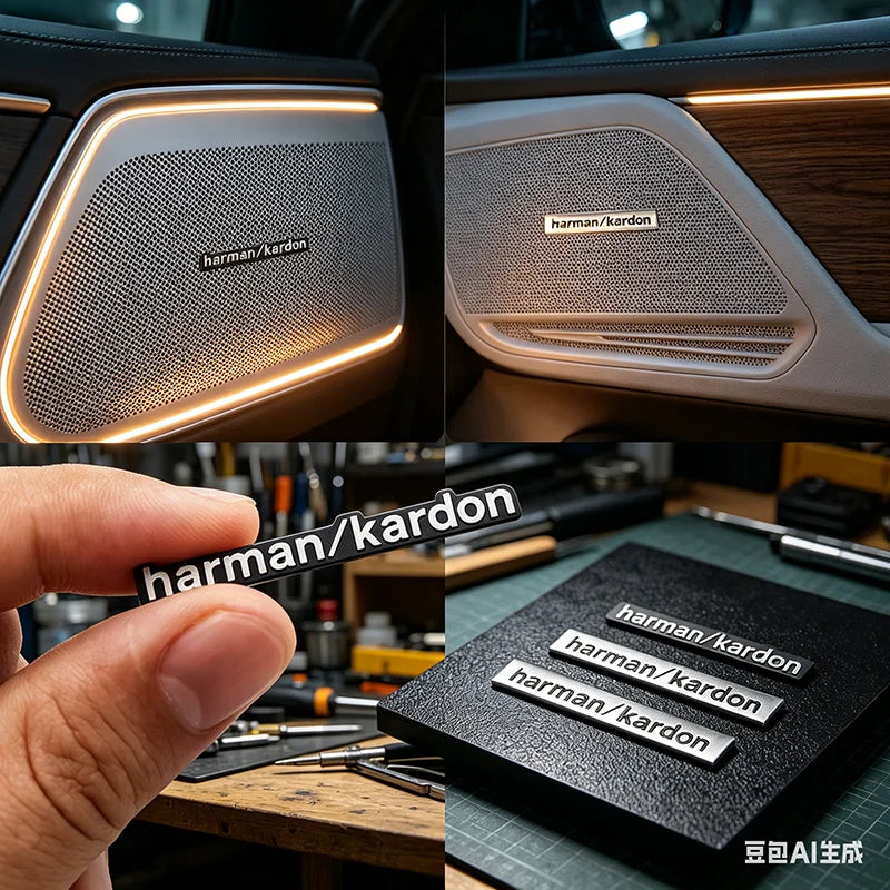Harman Kardon Badge aluminum 3D car audio sticker For BMW M Renault Toyota Ford Skoda Opel Mitsubishi Hyundai Tesla Audi RS
