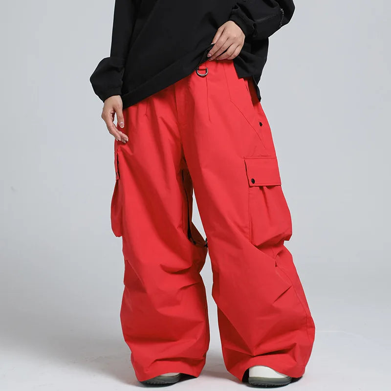 2025 GSOU SNOW New Winter Outdoor Loose Waist Ski Pants For Women  Men Waterproof And Warm  Professional Snowboard Ski Pants