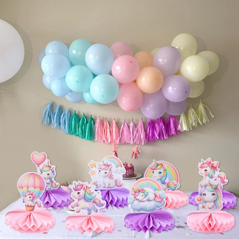 Rainbow Unicorn Honeycomb Ornament Set Rainbow Unicorn Birthday Party Decoration Kids Baby Shower Birthday Party Supplies