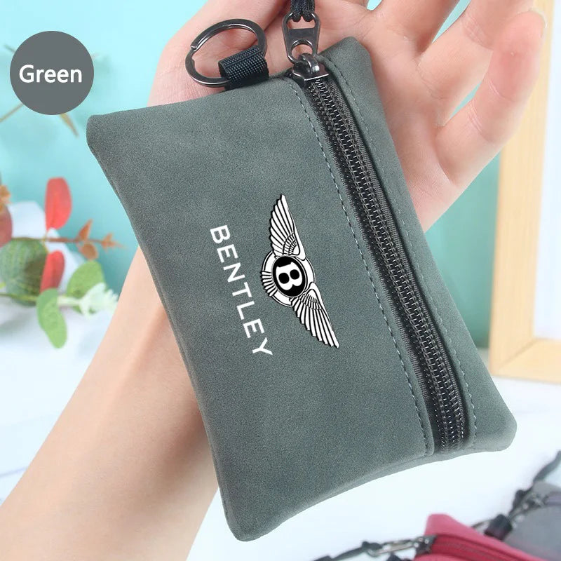 Portable Suede Car Key Bag Zipper Wallets Card Coins Pouchs For Bentley Flying Spur Continental GT Bentayga Mulsanne Accessories