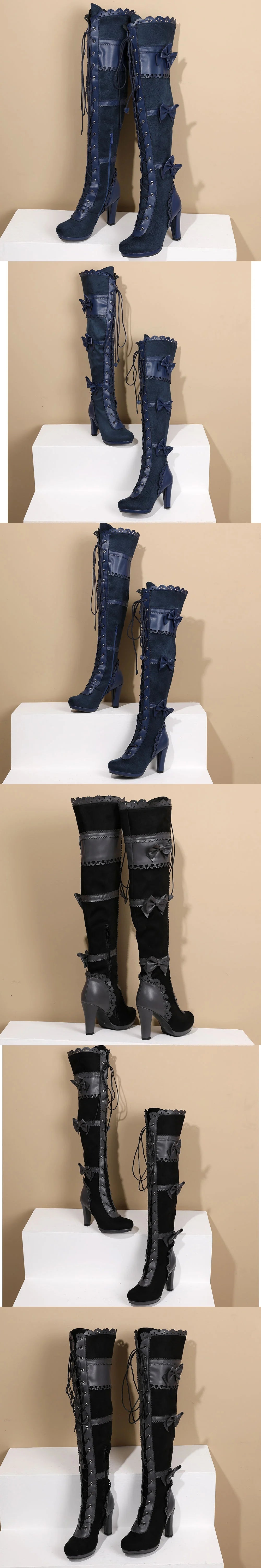 Women's Black Goth Over knee Boots