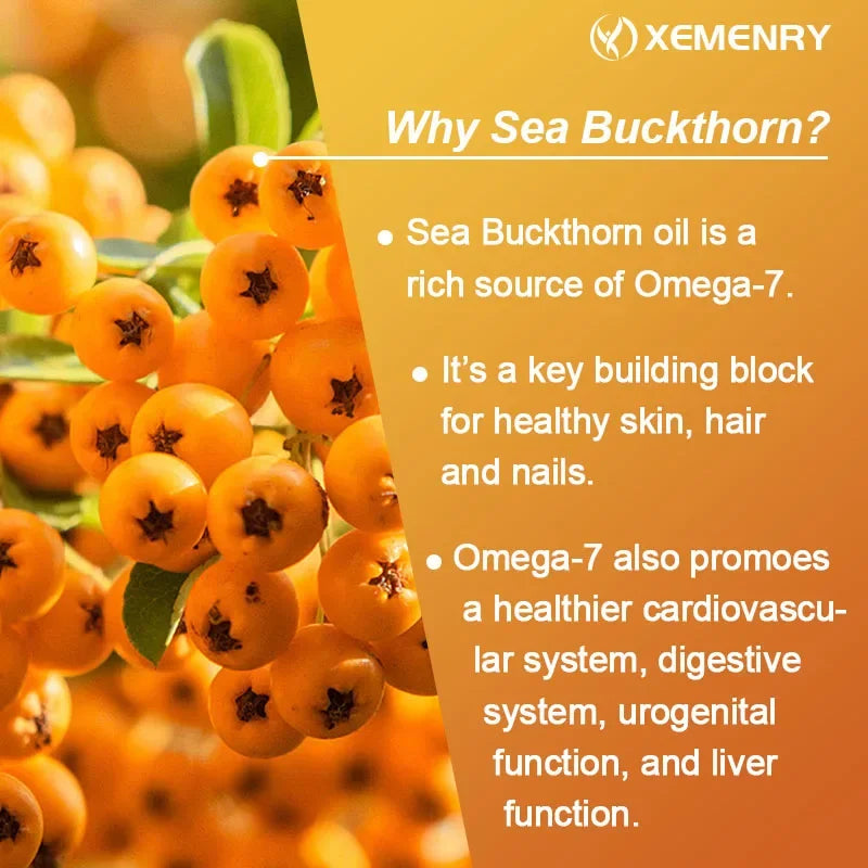 OMEGA-7 Sea Buckthorn Oil Supplements - Antioxidant, Supports Skin, Hair and Nail Health, Improves Digestion, Boosts ImmunitySup