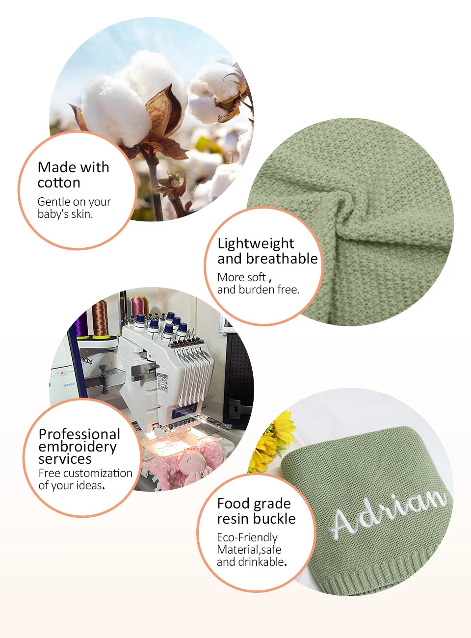 Personalized Embroidered Name Knitted Cotton Blanket Stroller Cover Kids Nap Blanket for Newborn Baby Shower Gift
