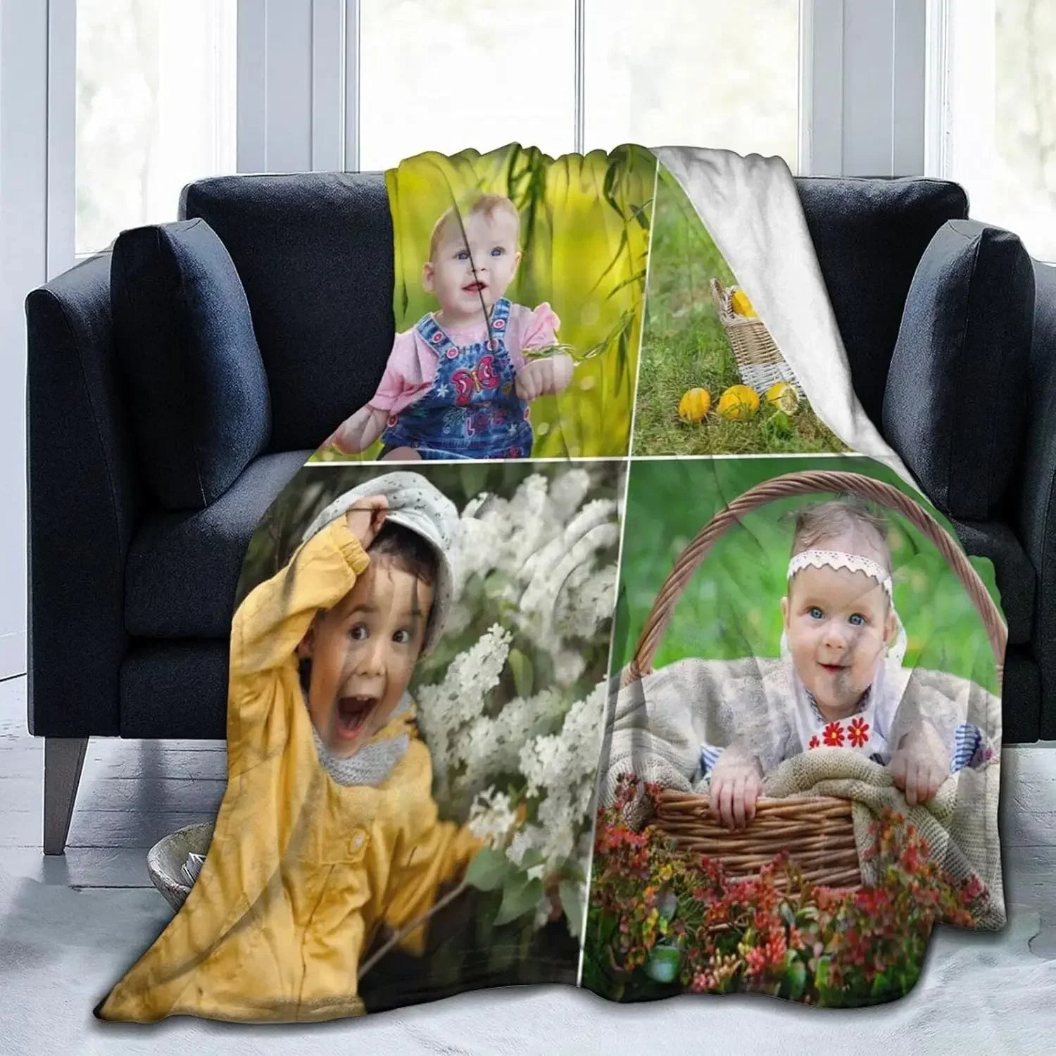 Custom Blanket with Photo,Personalized Flannel Blanket for Adults Children Birthday Christmas Father Mother Valentine's Day Gift