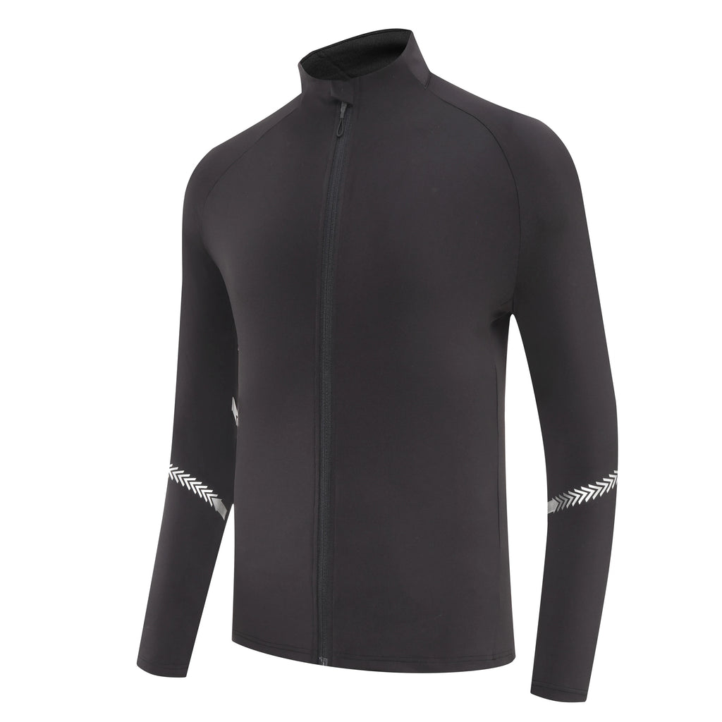 Winter Mens Running Jackets Long Sleeve Full Zipper Training Shirts Workout Sports Sweatershirt Sportswear Elastic Reflective