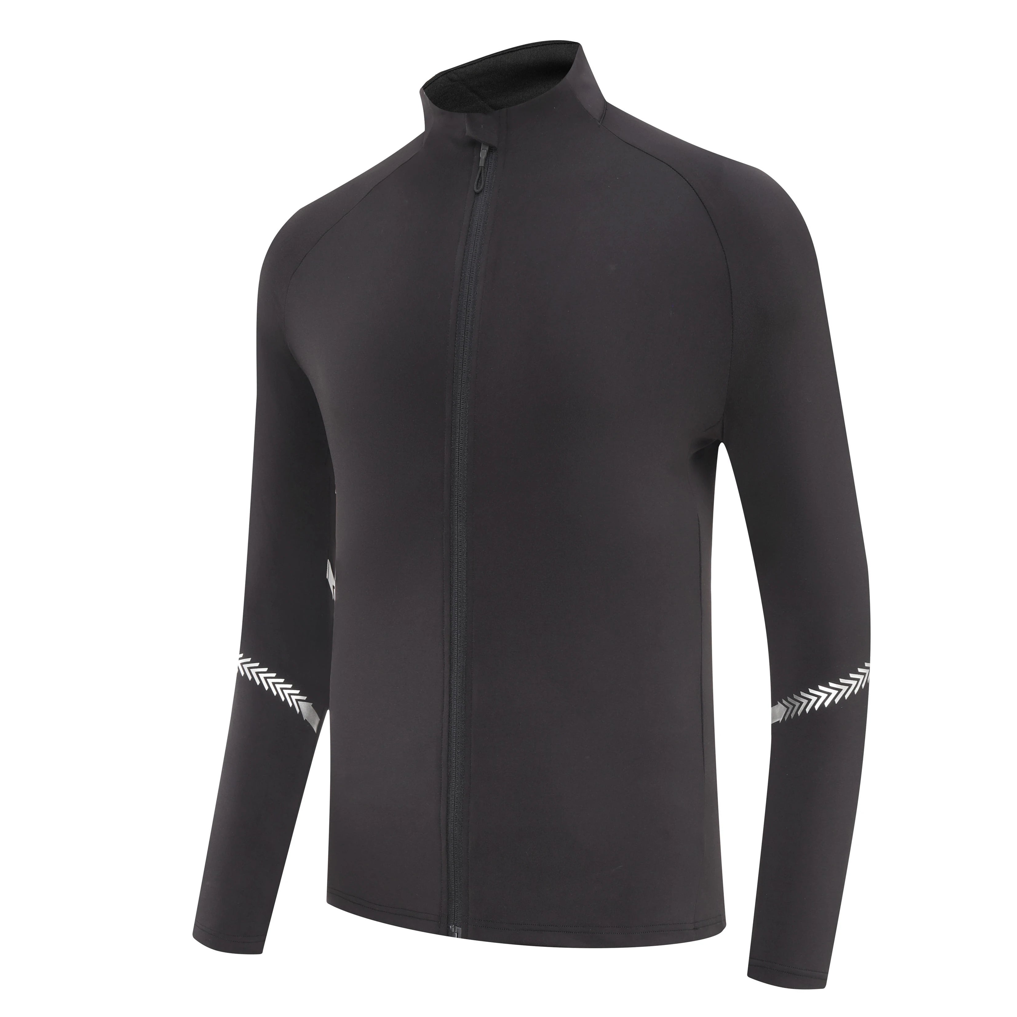Winter Mens Running Jackets Long Sleeve Full Zipper Training Shirts Workout Sports Sweatershirt Sportswear Elastic Reflective
