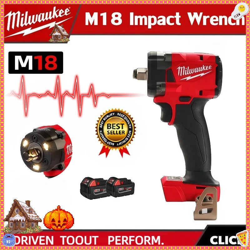 Milwaukee  Electric Cordless Wrench Brushless Screwdriver Impact Drill Power Tools Car Truck Repair For 18V Battery
