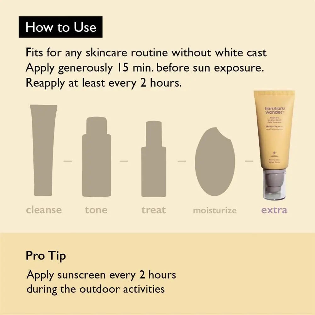 50ml Haruharu Wonder Black Rice Moisture Airyfit Daily Sunscreen Velvet Finish Accessories