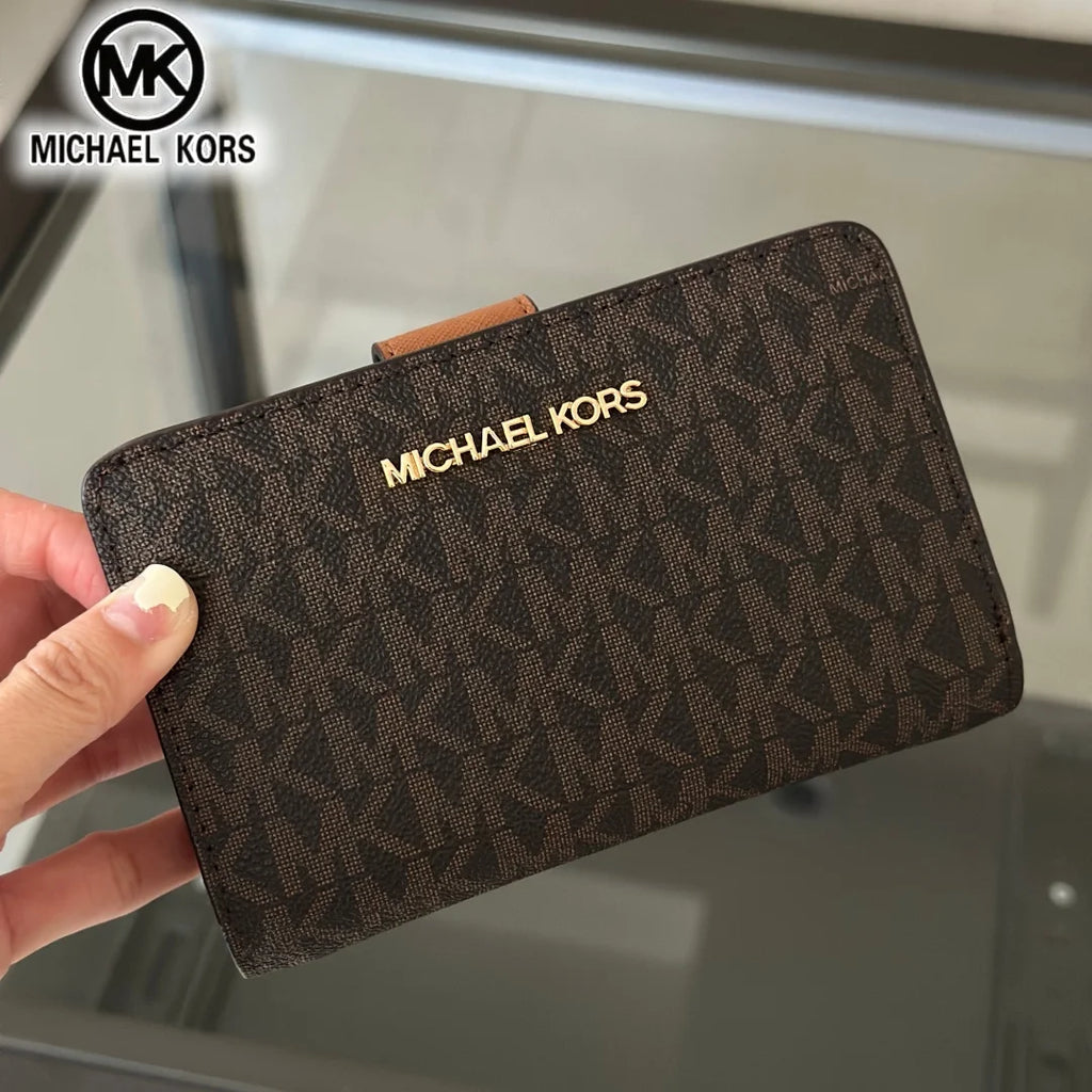 2026 New Michael Kors Women's Fashion Luxury Men's and Women's MK Leisure High end Wallet Card Bag Folding Versatile Zero Wallet