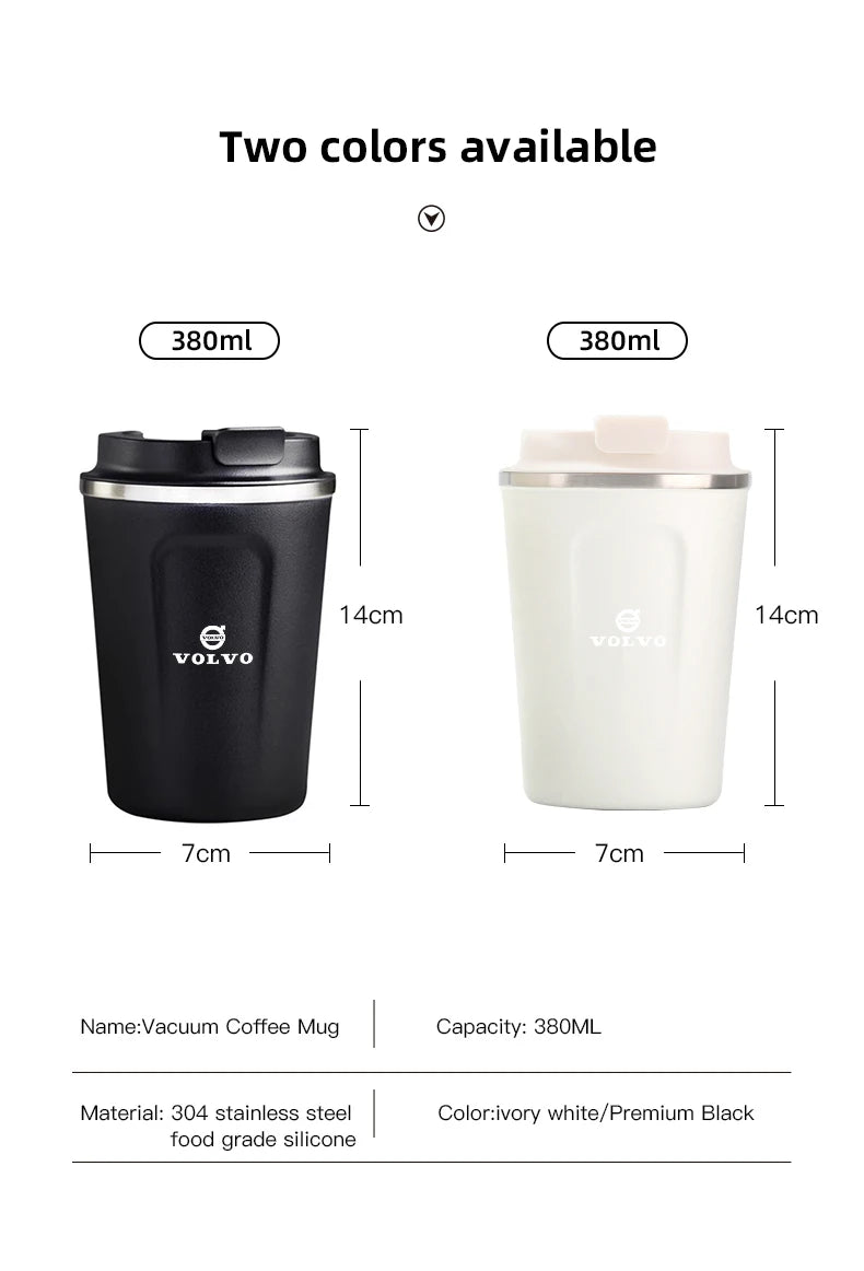 Car Logo Thermos Cup High Quality Insulated Thermos Double Wall Thermal Iced Travel Cup For Volvo V50 S60 S90 S80L EX30 V40 XC90