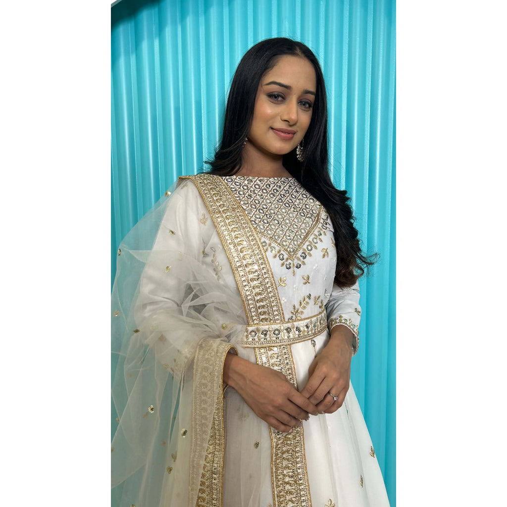 Designer Anarkali Modest Wedding Dress with Beautiful Dupatta for Parties for Brides and Guests