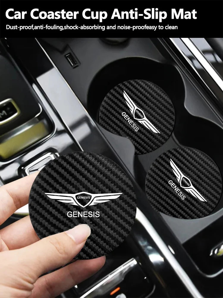 2PCS Car Cup Slot Non-Slip Mat Auto Accessories For Genesis G80 GV70 GV80 GV60 G70 Essentia Neolun G90 GV90 X