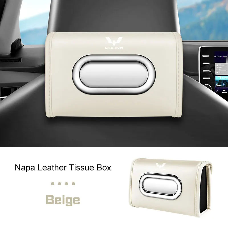 for Baojun 510 730 360 560 RS-5 530 630 Wuling Hongguang S Leather Car Tissue Bag Seat Back Hanger Kleenex Case Visor Napkin Box