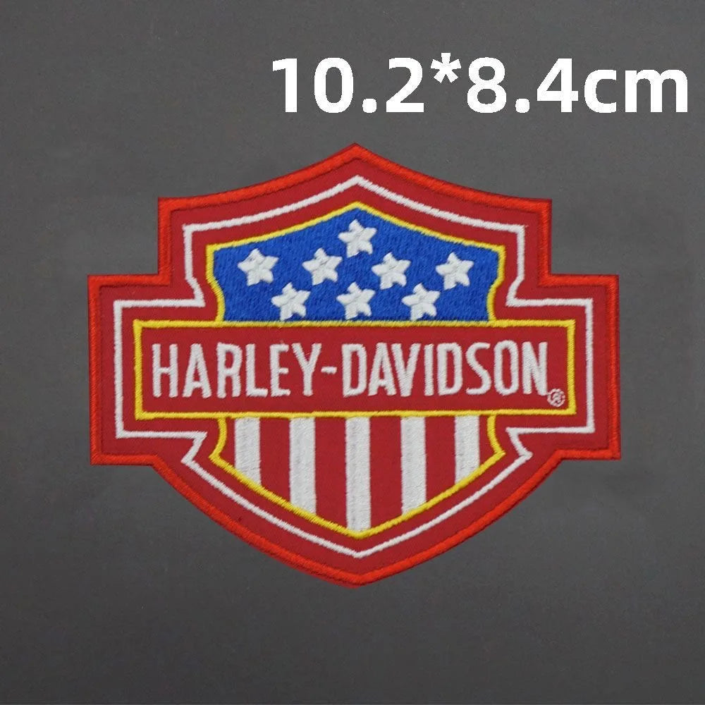 New Harley Davidson Punk Embroidered Patches on Clothes Iron on Patches for Clothing Jacket Badge DIY Biker Appliques Stirpes