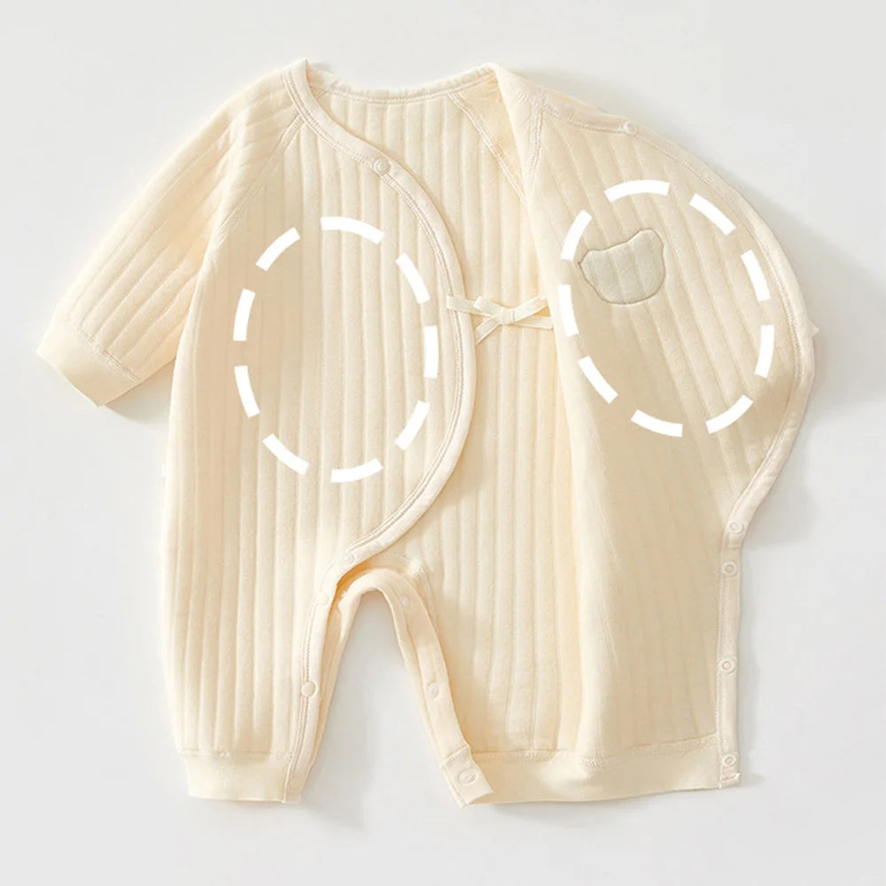 Baby Boy Christmas Romper Quilted Warm Autumn Winter Newborn Jumpsuit Solid Color 0 6 Months Hospital Baby Girl Clothing