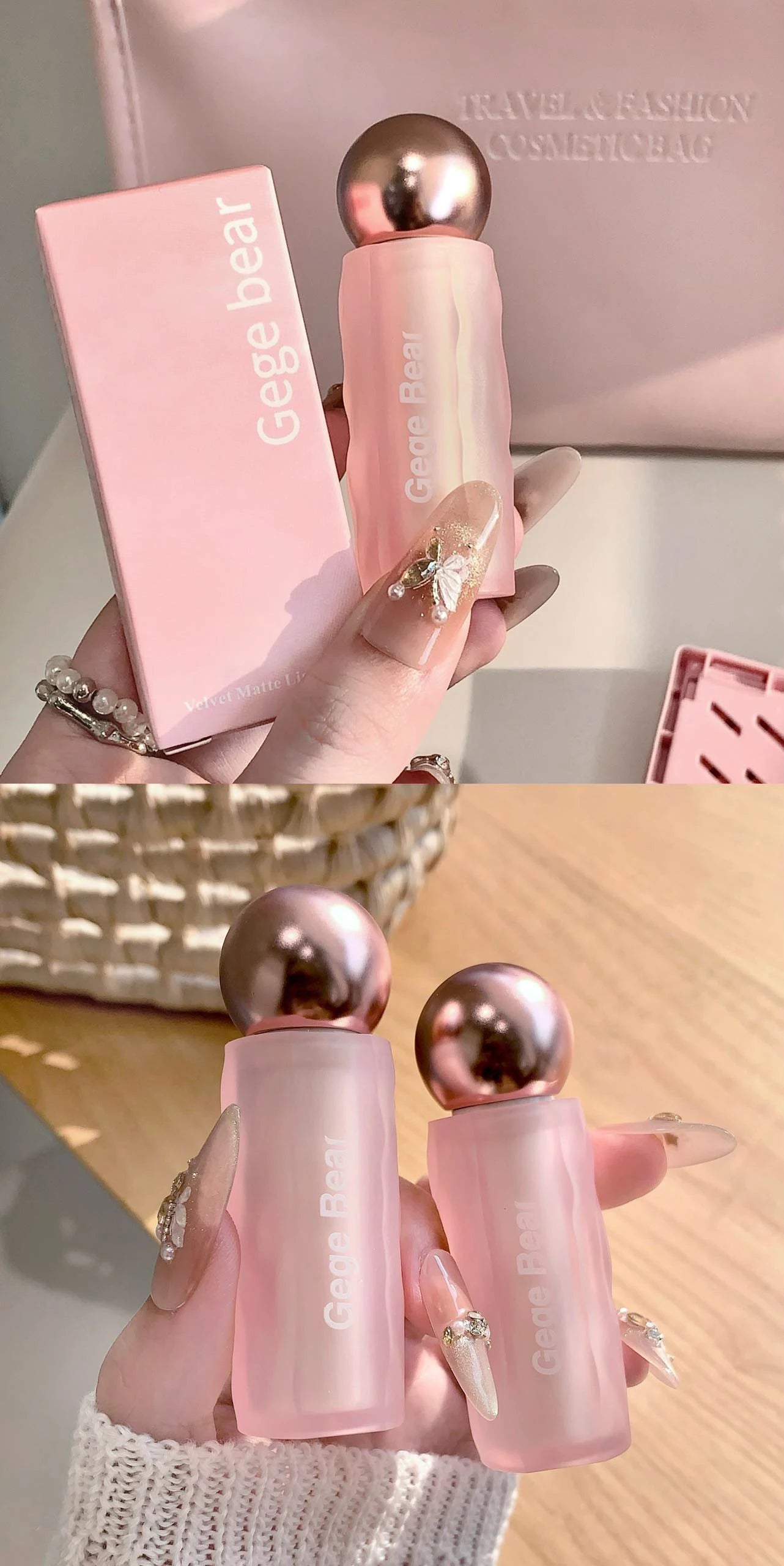Gege Bear Velvet Matte Lip Mud, Soft, High Pigment for Long-lasting Wear, and Brightening Velvet Matte Finish Lip Color
