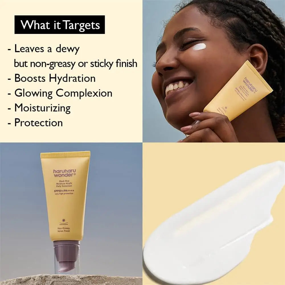 50ml Haruharu Wonder Black Rice Moisture Airyfit Daily Sunscreen Velvet Finish Accessories