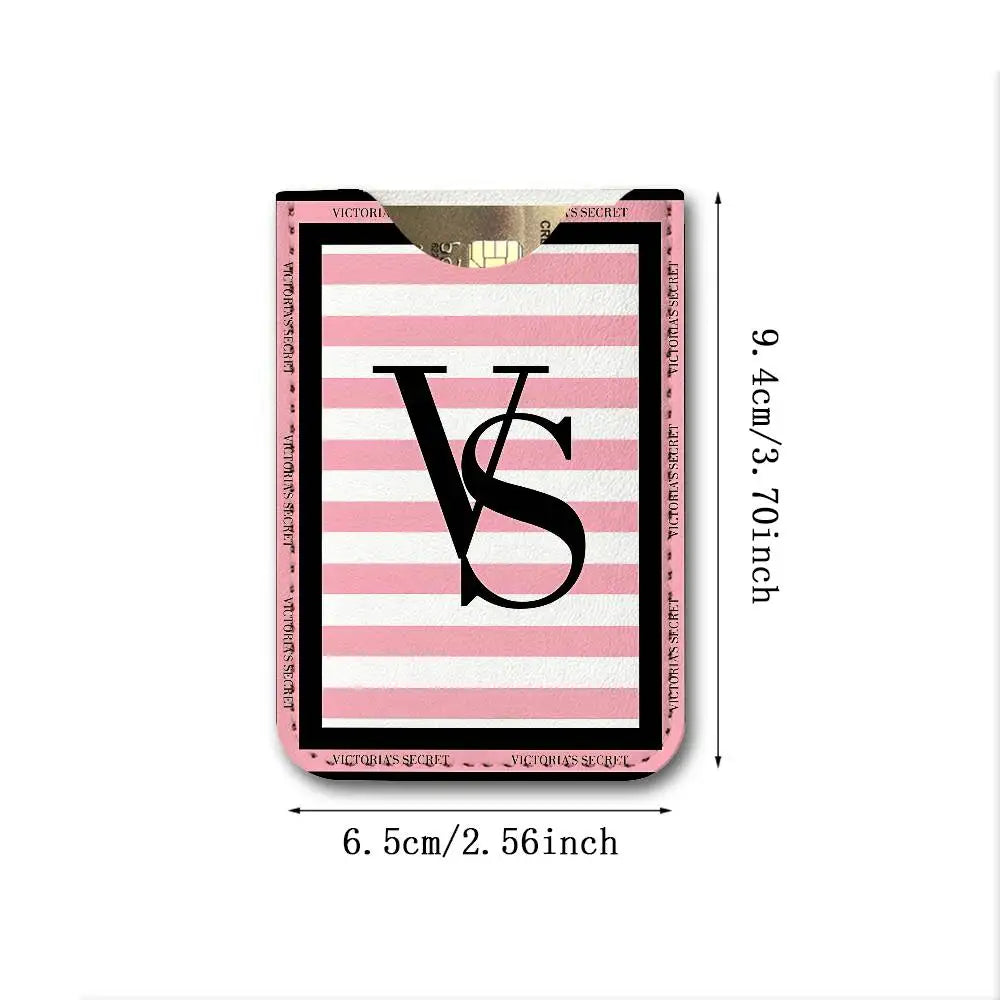 Classic Logo V-VictoriaS S-Secret Leather Card Wallet Soft Lightweight Portable Credit ID Card Holder Daily Commute Card Case