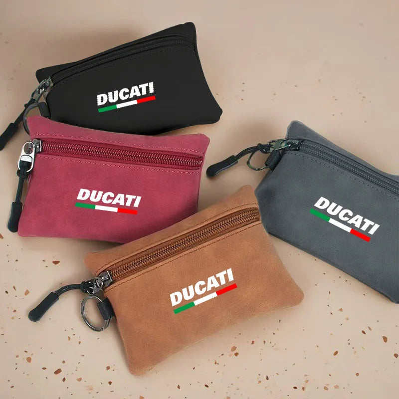 Portable Suede Motorcycle Logo Key Bag Wallets Coins Card Pouch For Ducati Panigale Diavel V2 Scrambler MONSTER 695 696 795 1200