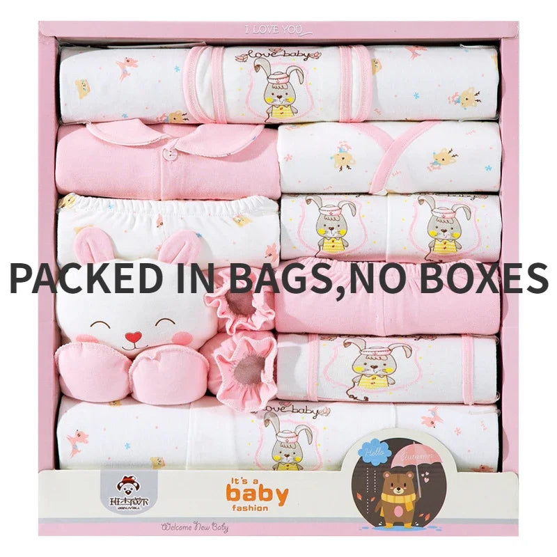 Newborn 18pcs/Set Clothes Soft Cotton Cartoon Clothing Set Spring Autumn Baby Boys Girls New Born Hat Bib Suits 0-6Months Babies