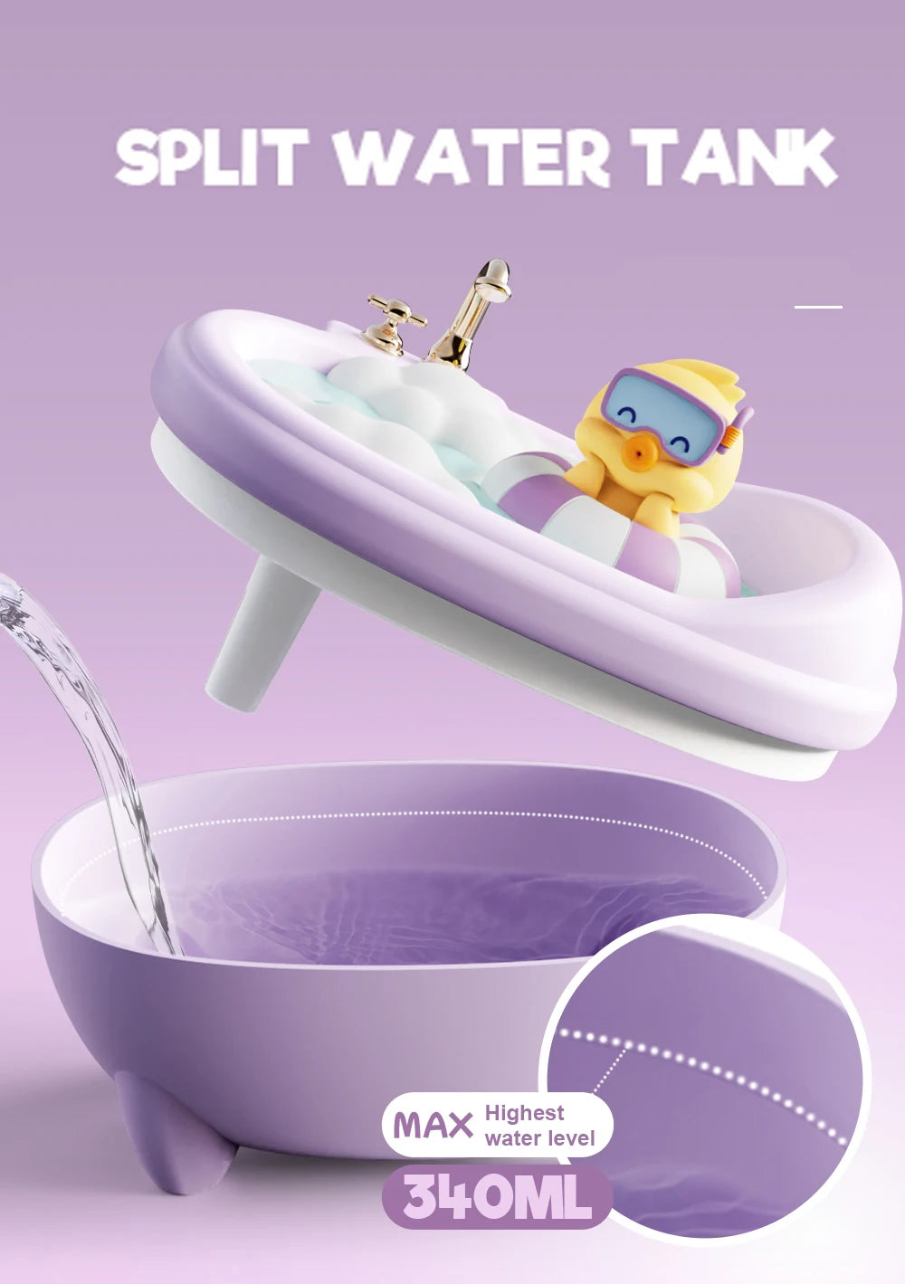 Tub Air Humidifier with Small Spray Hydration, Silent USB Aromatherapy Diffuser for Bedroom, Desktop, Car, Home, and Office Use