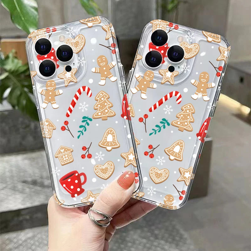 Christmas Tree Snowflake Gingerbread Man Clear Phone Case For iPhone 17 16 15 14 Pro Max 13 12 11 XS X XR 7 8 Plus 16E Air Cover