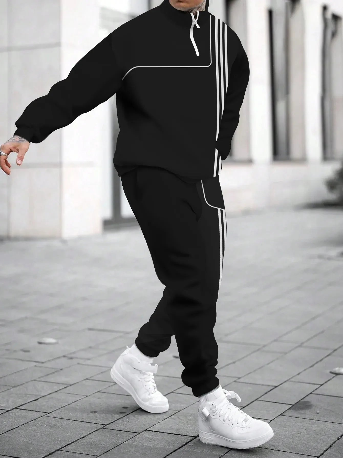Men's Hoodie Sweatshirt 3D Print Casual Sportswear Long Sleeve Loose Fit Spring Autumn Set with Pants Polyester Fabric