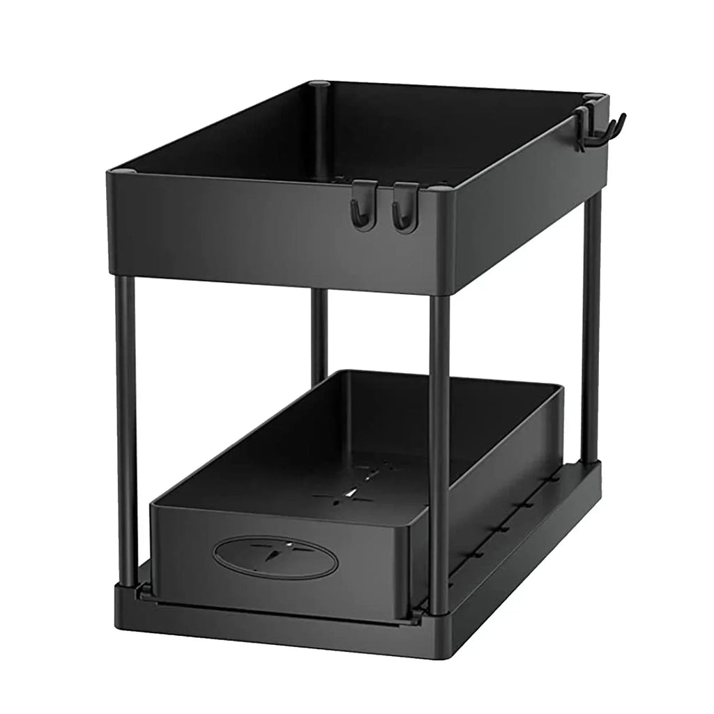 Hot-selling 2-Tier Kitchen Storage Rack Pull-Out Sliding Cabinet Basket Storage Shelf Bathroom & Kitchen Organizer