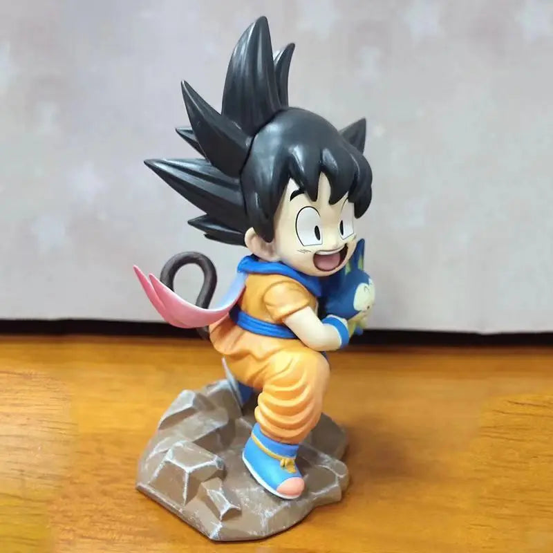 Dragon Ball Childhood Little Goku Hugs Puer Ya Mu Tea Little Follower Figures Doll Pvc Model Statue Collection Toys Ornamen Gift