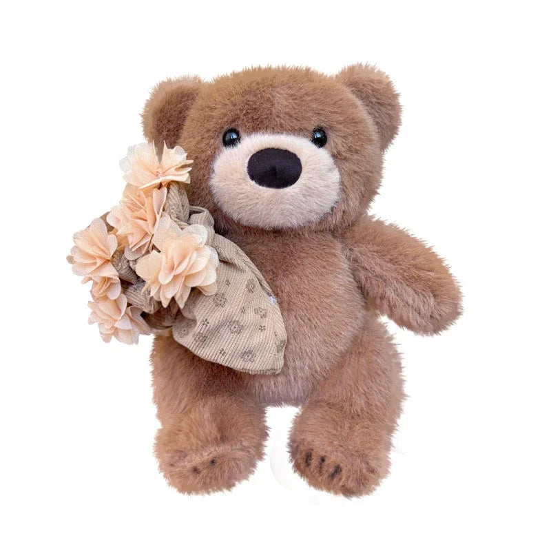 Cute Teddy Bear Plush Toy With Flower Plush Bouquet Love Bear Doll Romantic Holiday Gift Gifts Valentine's Day