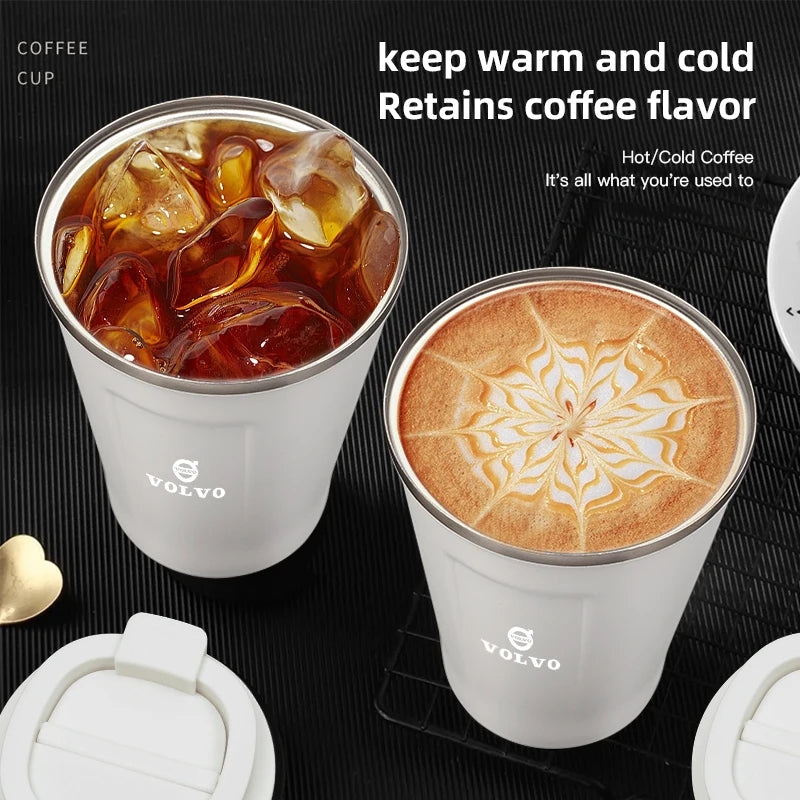 Car Logo Thermos Cup High Quality Insulated Thermos Double Wall Thermal Iced Travel Cup For Volvo V50 S60 S90 S80L EX30 V40 XC90