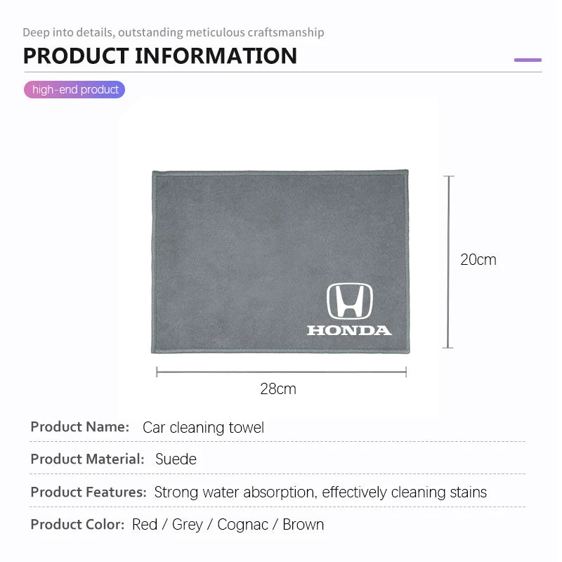Microfiber Towel Car Cleaning Care Accessories For Honda Civic Fit Jazz Accord Pilot CRV Odyssey Passport City Shuttle HRV Vezel