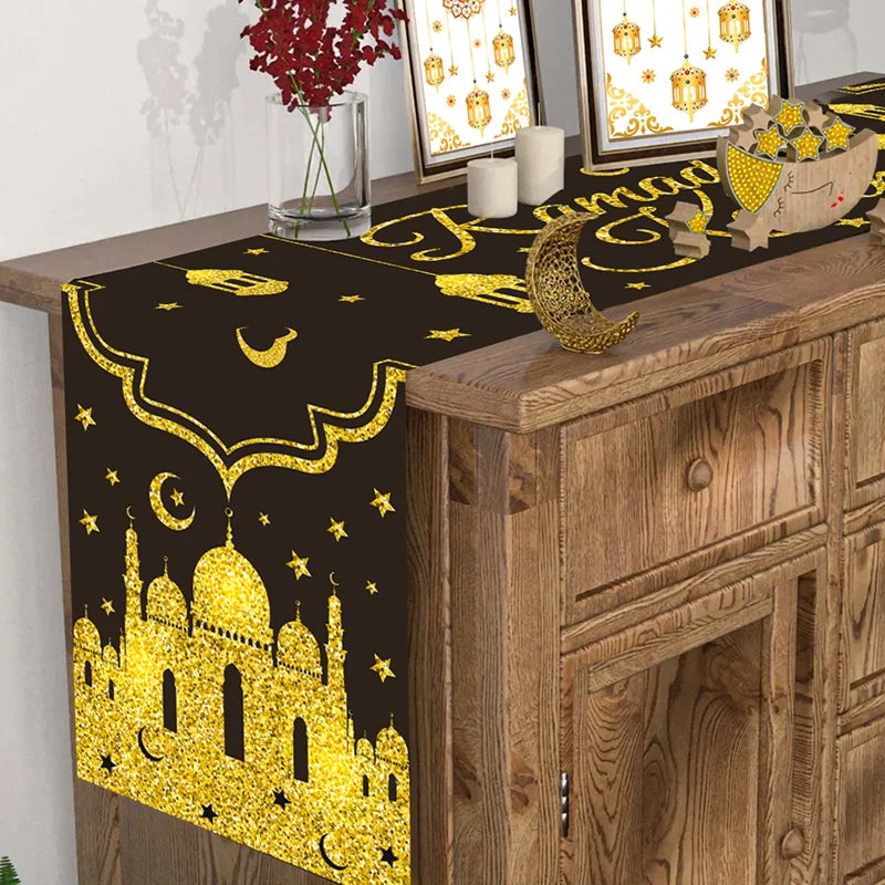 Ramadan Table Runner Eid Mubarak Decoration 2026 for Home Ramadan Kareem Ramadan Mubarak Islamic Muslim Party Eid Al-Fitr Gifts