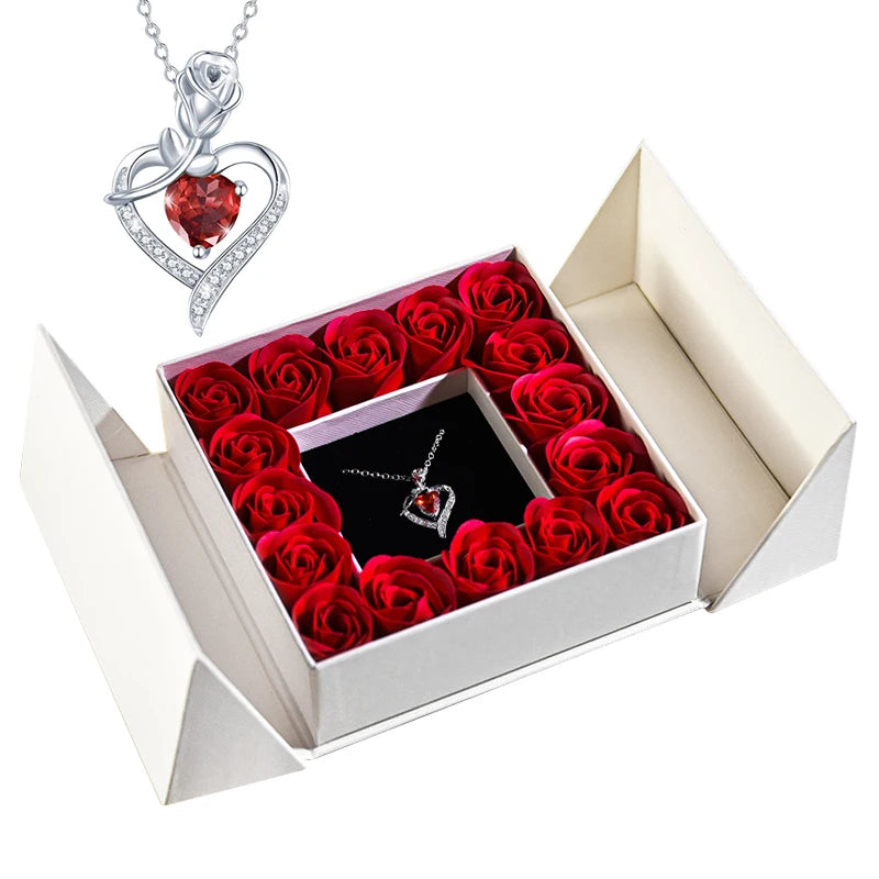 Gifts for Women Jewelry Pendant Necklace /w Soap Eternal Rose Gift Box Mother's Day Necklace Jewelry Wedding Anniversary Gifts
