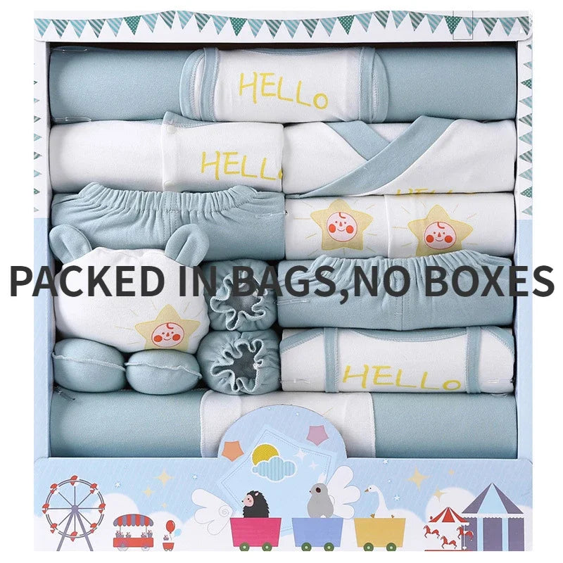 Newborn 18pcs/Set Clothes Soft Cotton Cartoon Clothing Set Spring Autumn Baby Boys Girls New Born Hat Bib Suits 0-6Months Babies