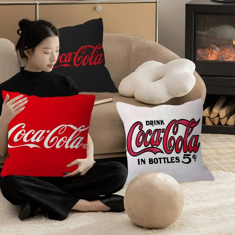 C-Coca C-cola Vintage Logo Pillow Cushion Cover Pillowcase Living Room Sofa Home Decor Customized