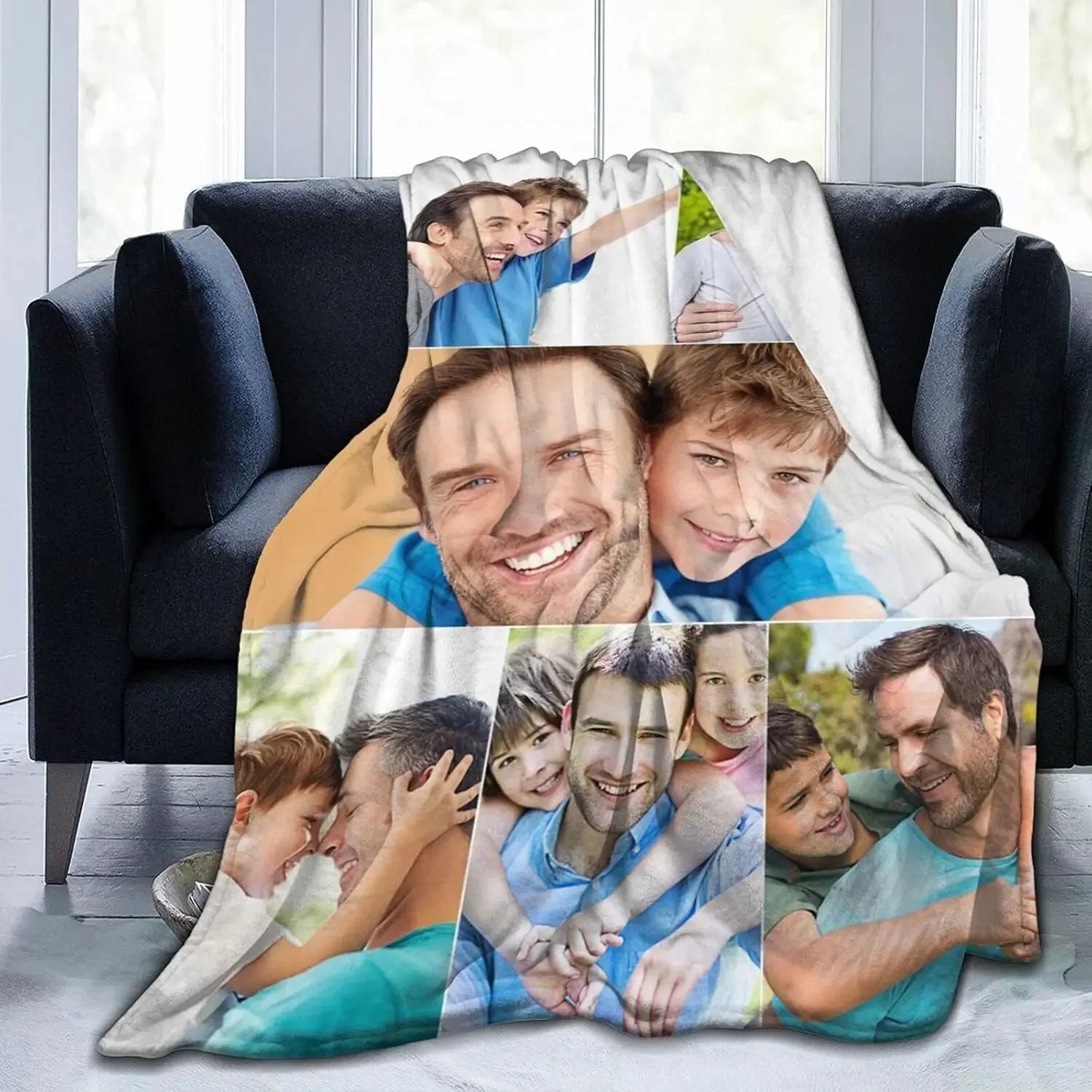 Custom Blanket with Photo,Personalized Flannel Blanket for Adults Children Birthday Christmas Father Mother Valentine's Day Gift