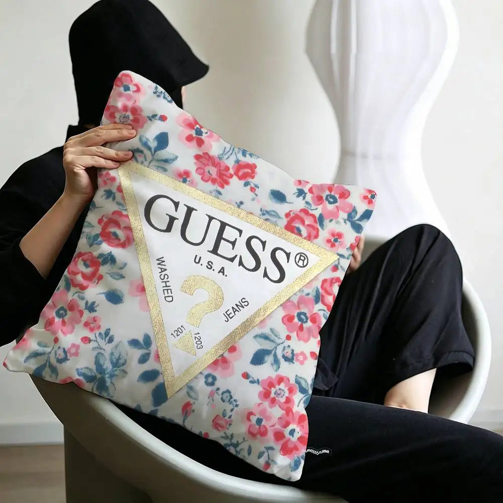 Fashion G_GuessS Logo Printed Pillow Gift Home Office Decoration Pillow Bedroom Sofa Car Cushion CoverPillow Case