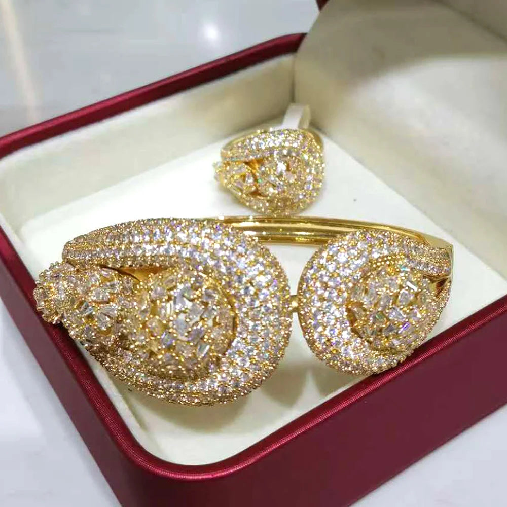 GODKI Personalize Luxury Lagos Big Bold BowKnot Bangles/Bracelet Ring Se For Women Wedding Full Zircon Dubai Bridal Jewelry 2026