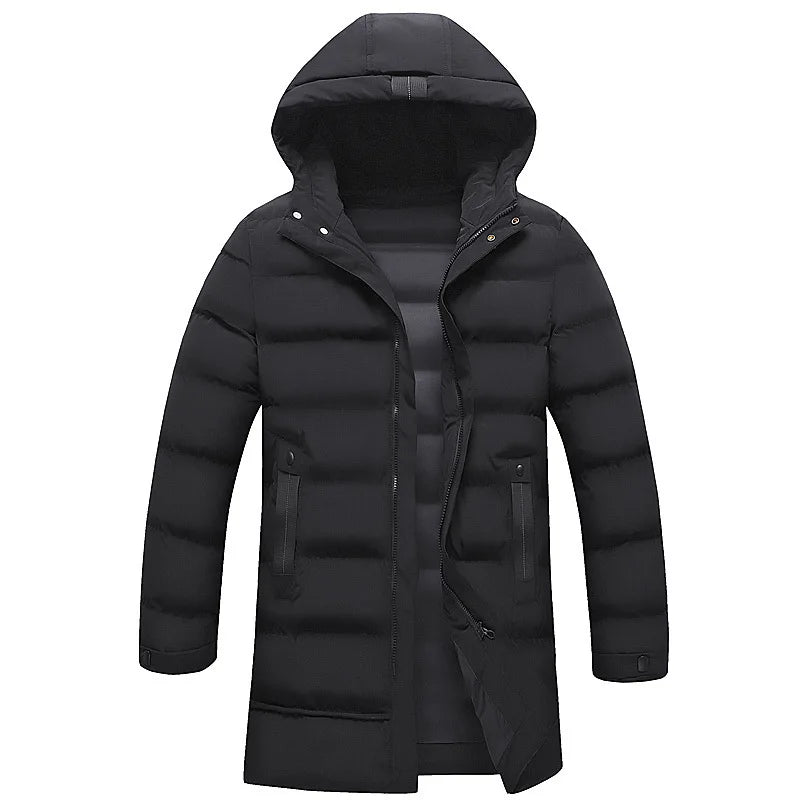 Mens Winter Coat Thickened Cotton Jacket Hooded Long Parkas Warm Windproof Outdoor Casual Jackets for Men Fashion 2025