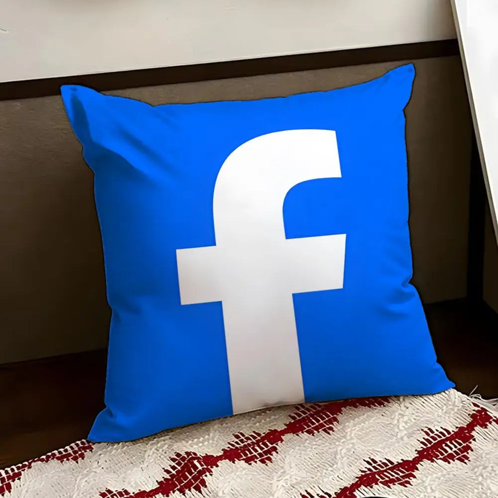 F-facebook-K Cushion Cover Reversible Soft Durable Pillow Cover Home & Car Multi-Scene Use for Daily Comfort