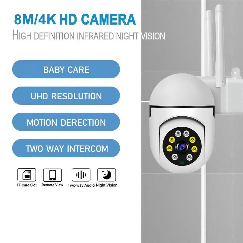 8MP 4K IP Outdoor WiFi Camera Surveillance Security CCTV PTZ Camera HD Two-Way Voice Wireless 1080P AI Tracking Onvif iCsee