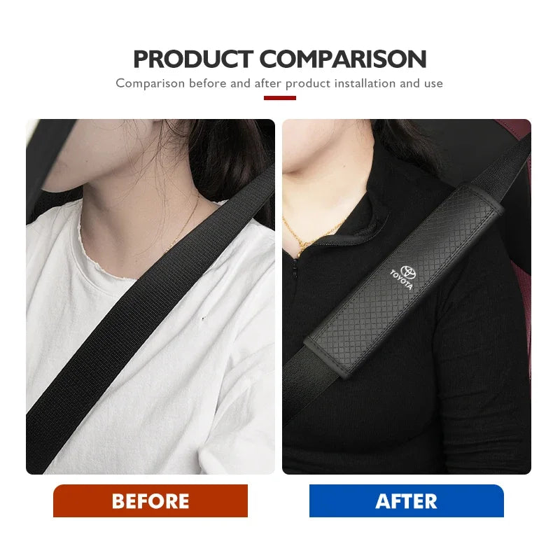 Leather Car Seat Belt Protector Pad Shoulder Strap Cover For Toyota Corolla Prius Auris CHR Land Cruiser Camry Avalon