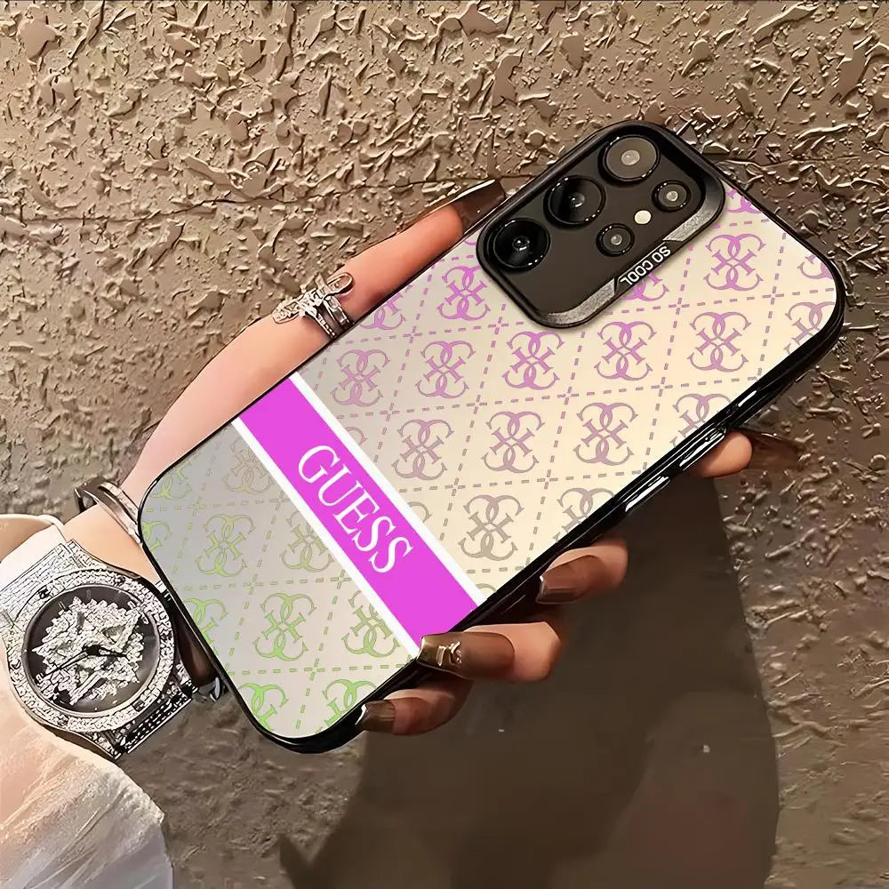 Guesses What Phone Case for Samsung Galaxy S26 S25 S24 S23 S22 S21 S20 Note20 Plus Ultra Colorful Silver Cover