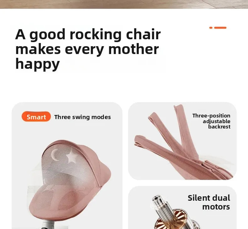 Baby Electric Rocking Chairs,Baby Bouncers Bluetooth & USB Music Baby Swing Electric 180° Rotating Seat, Multi Speed Baby Rocker