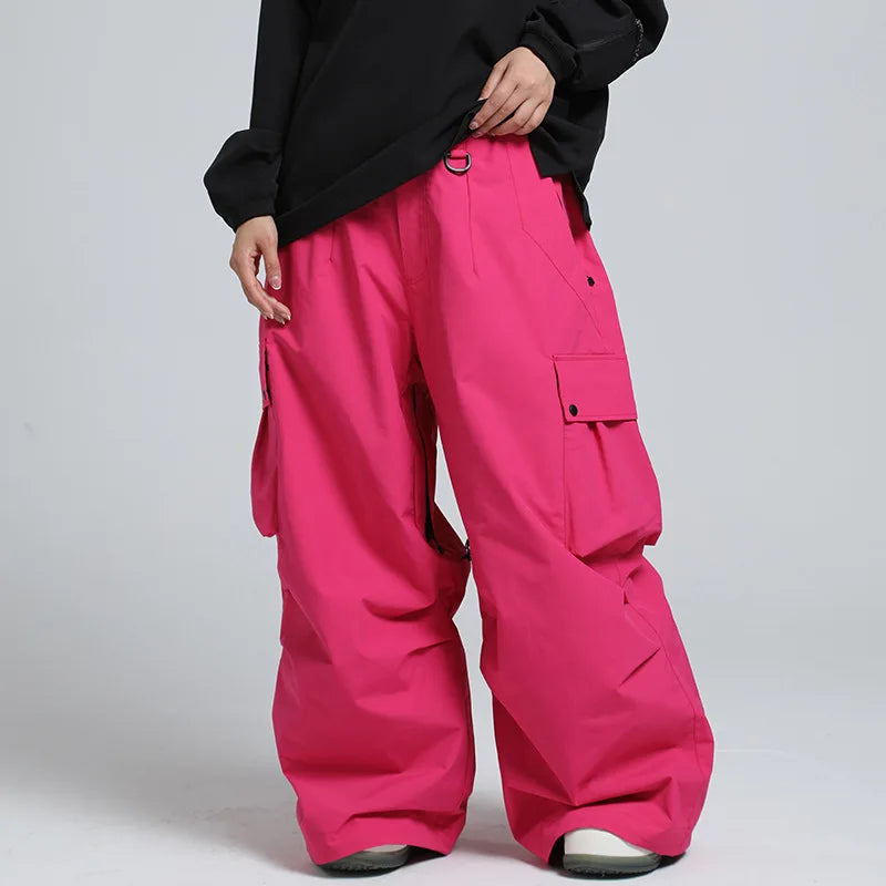 2025 GSOU SNOW New Winter Outdoor Loose Waist Ski Pants For Women  Men Waterproof And Warm  Professional Snowboard Ski Pants