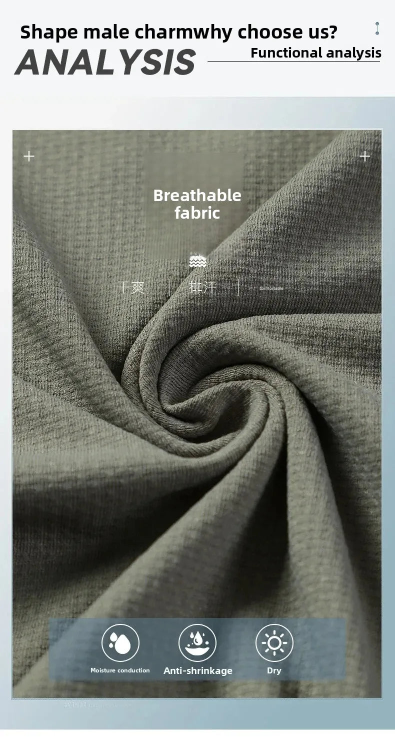 Quick Dry Long Sleeve T-Shirt Men's Thin Collar Breathable Outdoor Sports Base Shirt Striped Pattern Casual Comfortable Top